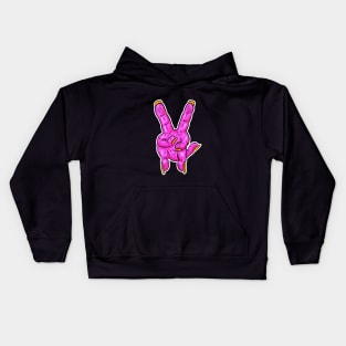 Zombie Fingers Peace Sign Pink Kids Hoodie